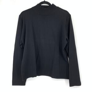 Vintage Tesori Mock Neck Pullover Sweater Womens Size XL Black Merino Wool